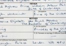 Il certificato di nascita della principessa Charlotte