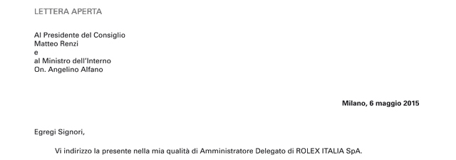 La lettera di Rolex contro Alfano e Renzi