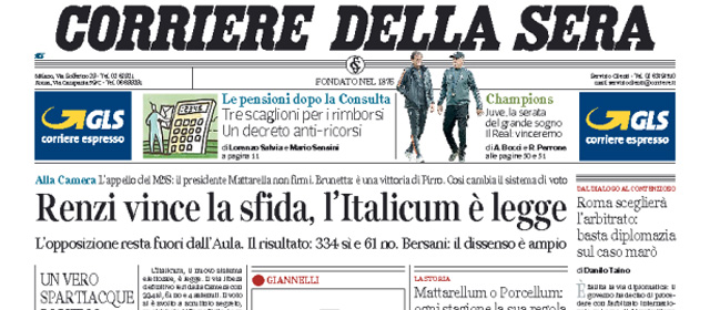 Le prime pagine di martedì 5 maggio 2015