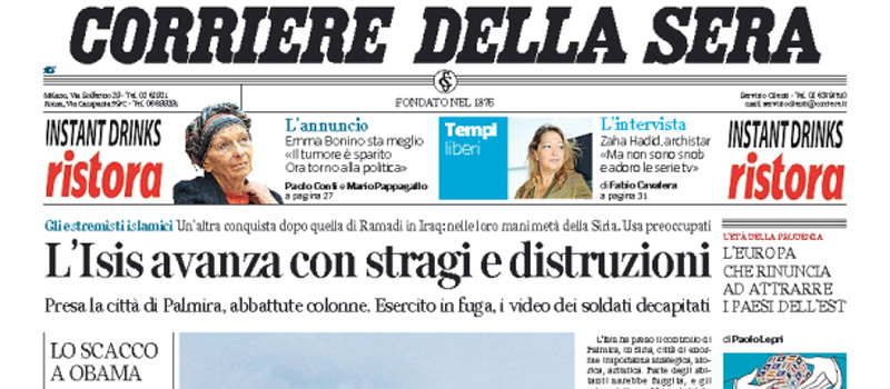 Le prime pagine di venerdì 22 maggio 2015