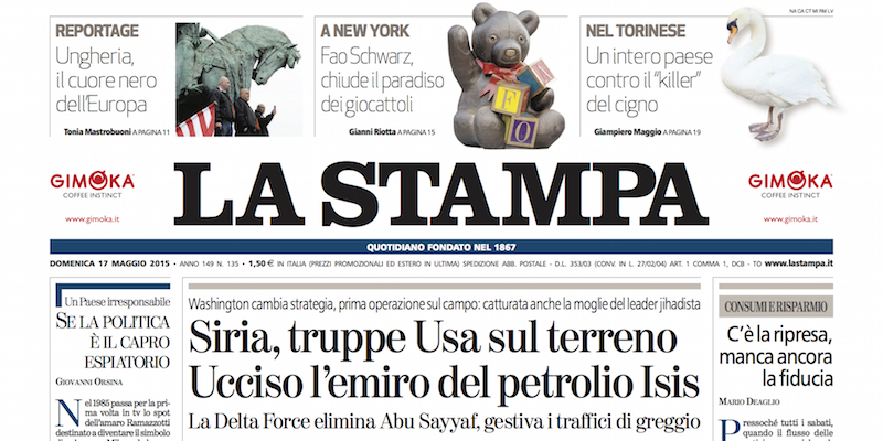 Le prime pagine di domenica 17 maggio 2015