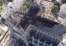 La basilica di Nantes andata a fuoco, vista dall'alto