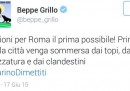 Il tweet cancellato di Beppe Grillo su Roma