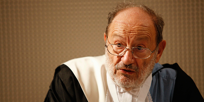 Umberto Eco al conferimento della laurea honoris causa presso l'Università di Torino (Belen Sivori/LaPresse)