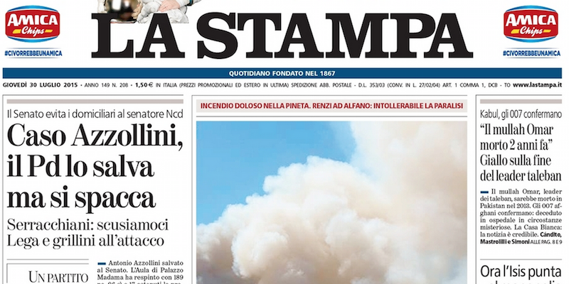 Le prime pagine di giovedì 30 luglio 2015