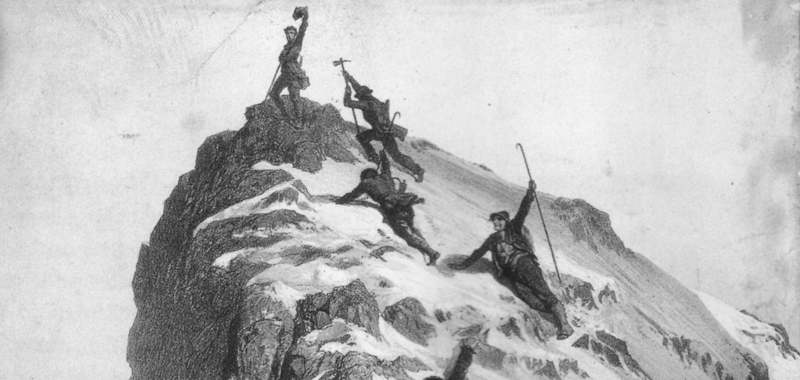 Un'incisione di Gustave Doré della prima salita del Cervino.