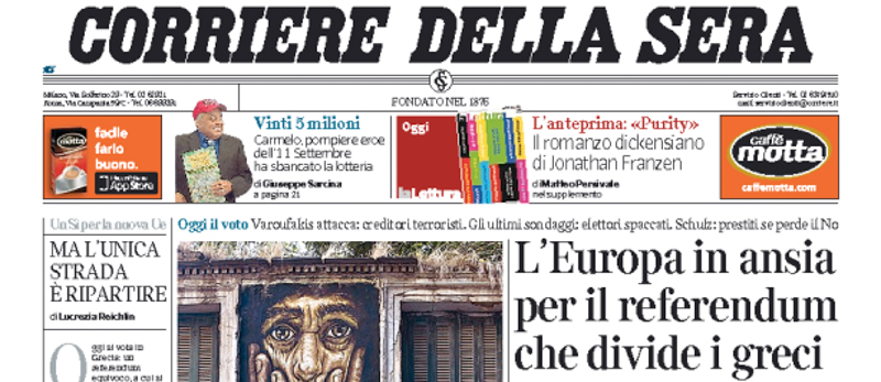 Le prime pagine di domenica 5 luglio 2015