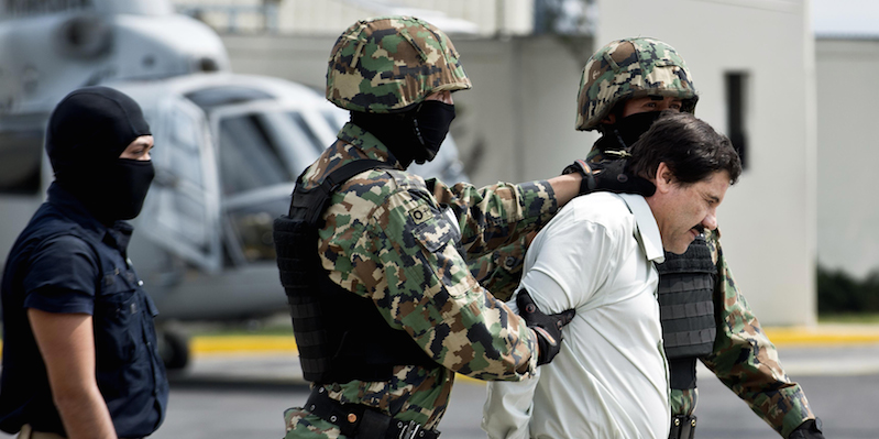 Joaquin Guzman Loera, detto "el Chapo", nel febbraio 2014 a Città del Messico.
(RONALDO SCHEMIDT/AFP/Getty Images)