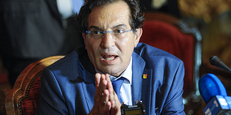 Il Presidente della Regione Sicilia, Rosario Crocetta, durante una conferenza stampa a Palermo, 23 luglio 2015 (LaPresse - Guglielmo Mangiapane) 