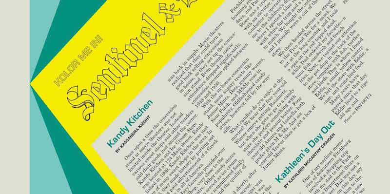 Un alfabeto artistico sulla prima pagina del “Sentinel & Enterprise”, per un mese