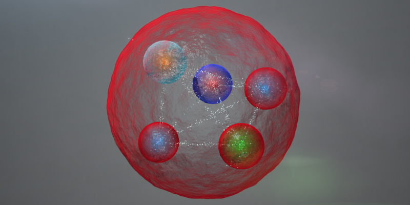 Un'illustrazione grafica della possibile configurazione dei quark in un pentaquark (CERN)