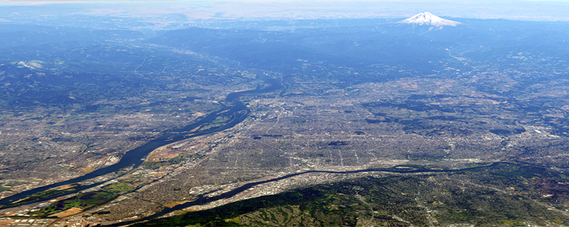 Portland dall'alto, in una foto satellitare.