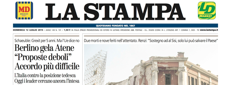 Le prime pagine di domenica 12 luglio 2015
