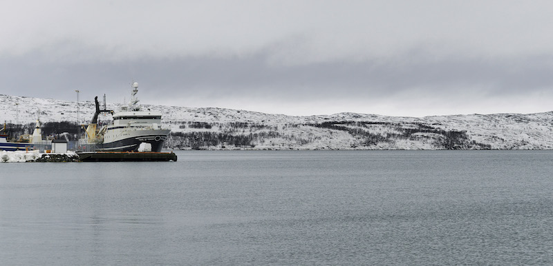 Una nave nel porto di Kirkenes, Norvegia (Michael Narten/picture-alliance/dpa/AP Images)