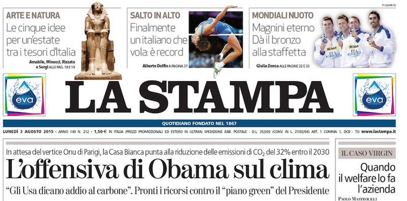 Le prime pagine di lunedì 3 agosto 2015
