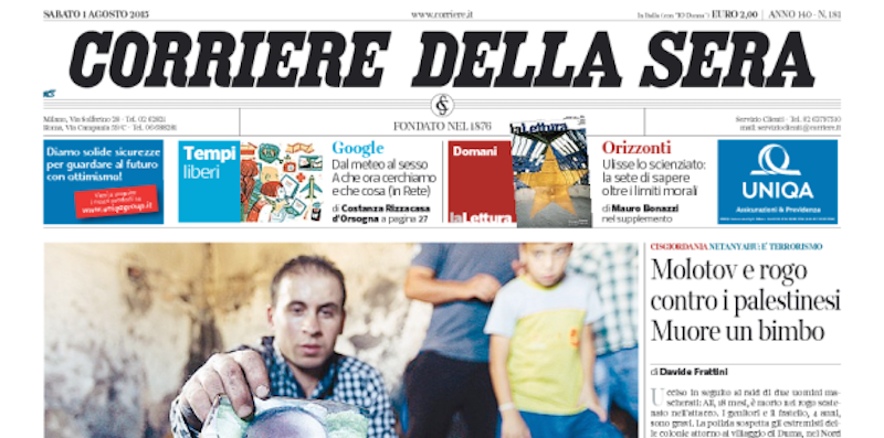 Le prime pagine di sabato 1 agosto 2015