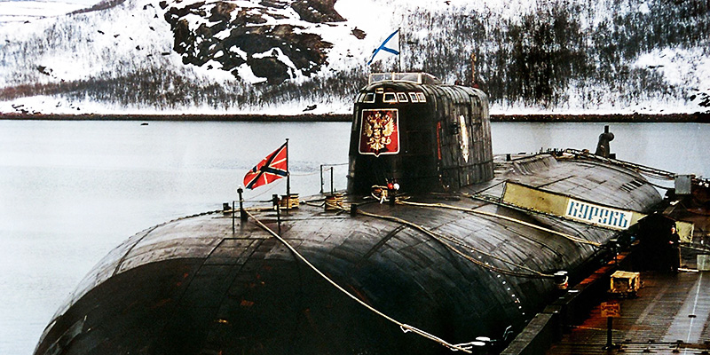 Il sottomarino Kursk nella base di Vidyayevo (STRINGER/AFP/Getty Images)
