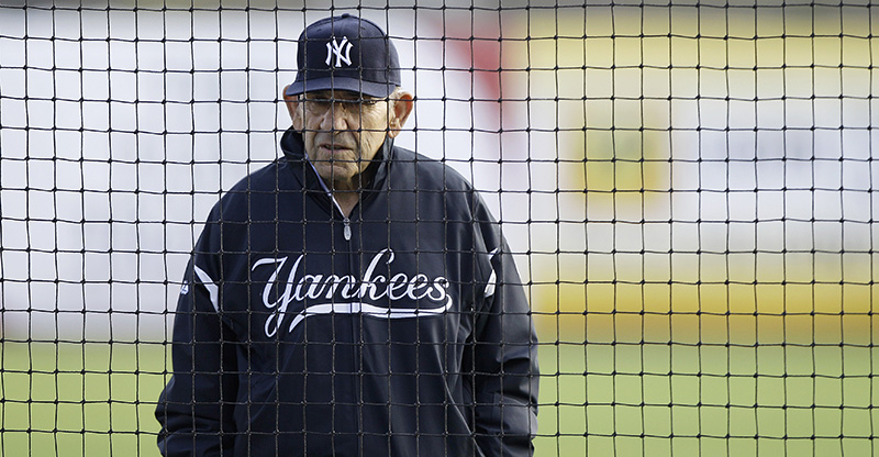 Yogi Berra agli allenamenti precampionato degli Yankees a Tampa, in Florida, nel 2011 (AP Photo/Charlie Neibergall)