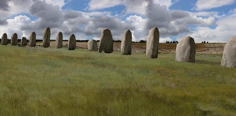 Una ricostruzione digitale del sito. 
EPA/Stonehenge Hidden Landscape Project (ANSA)