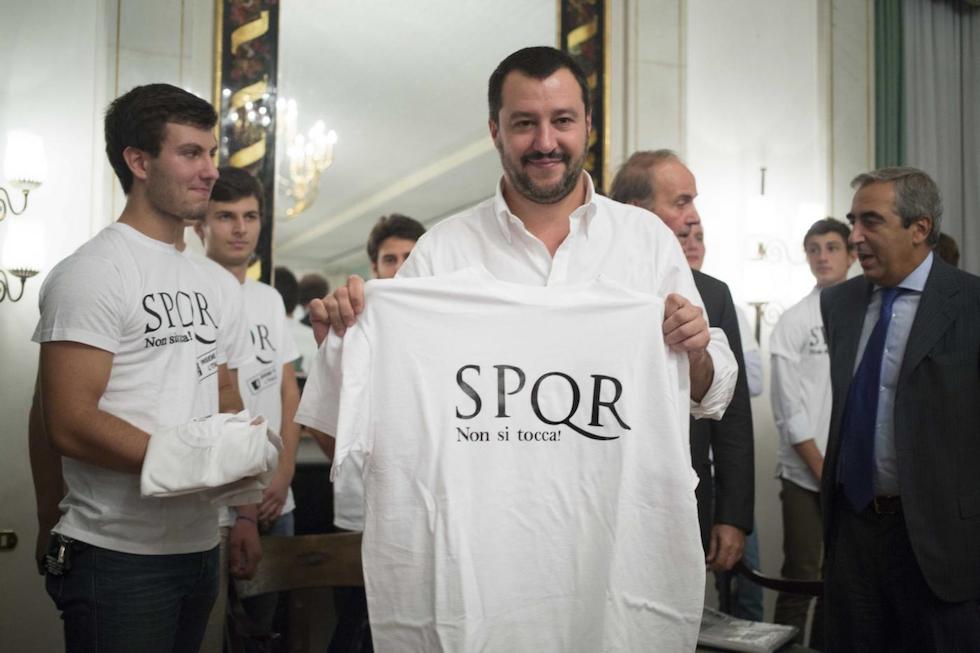 Matteo Salvini durante l'evento "Ricostruiamo il centrodestra" a Roma.
(Vincenzo Livieri - LaPresse)