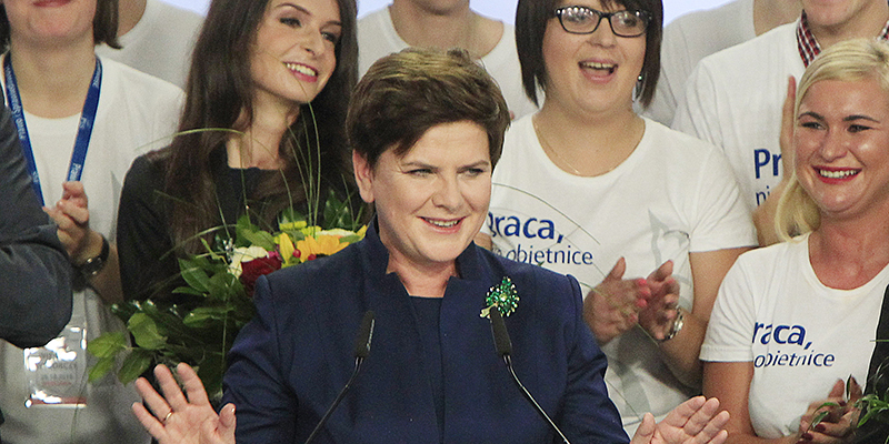 Beata Szydlo, del partito di estrema destra Diritto e Giustizia (AP Photo/Czarek Sokolowski)