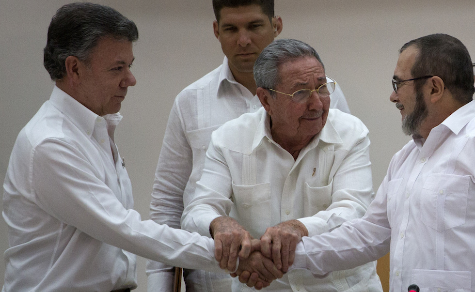 Raul Castro, Juan Manuel Santos, Timoleon Jimenez