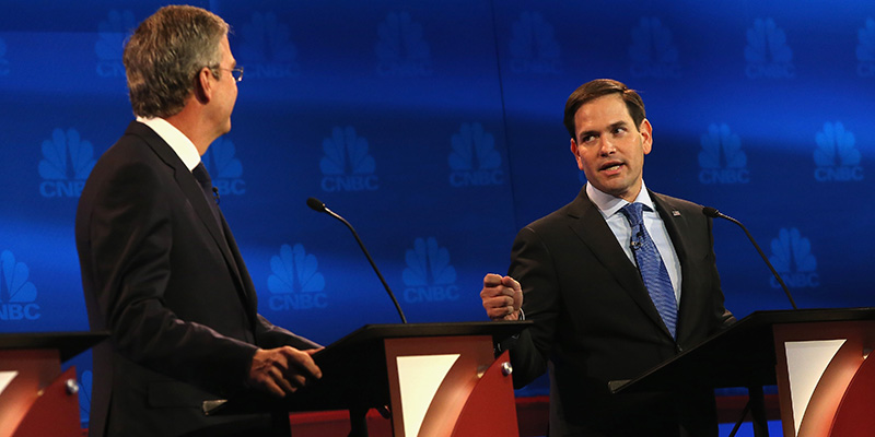Jeb Bush e Marco Rubio. (Justin Sullivan/Getty Images)