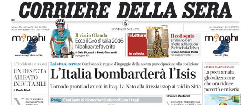 Le prime pagine di martedì 6 ottobre 2015