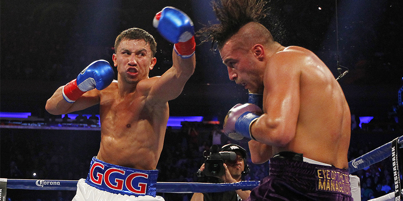 Gennadij Golovkin e David Lemieux durante il loro incontro al Madison Square Garden (AP Photo/Rich Schultz)