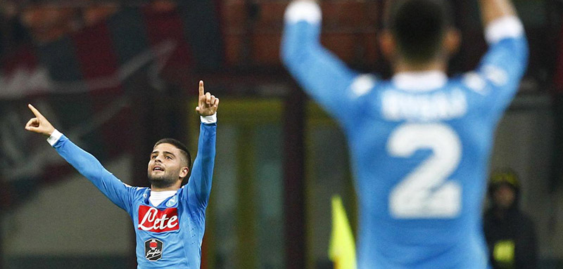 Insigne dopo il gol del 3 a 0 del Napoli (Foto LaPresse - Spada)