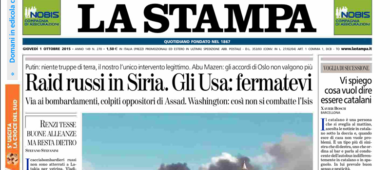 Le prime pagine di giovedì 1 ottobre 2015