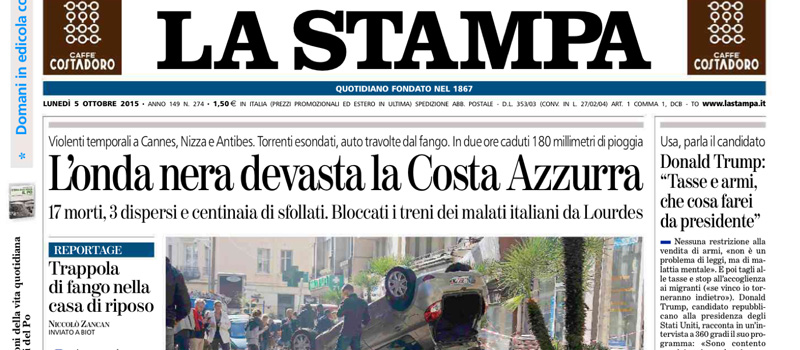 Le prime pagine di lunedì 5 ottobre 2015