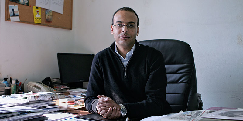 Il giornalista e attivista egiziano Hossam Bahgat, Il Cairo, dicembre 2011 (AP Sarah Rafea via AP) 