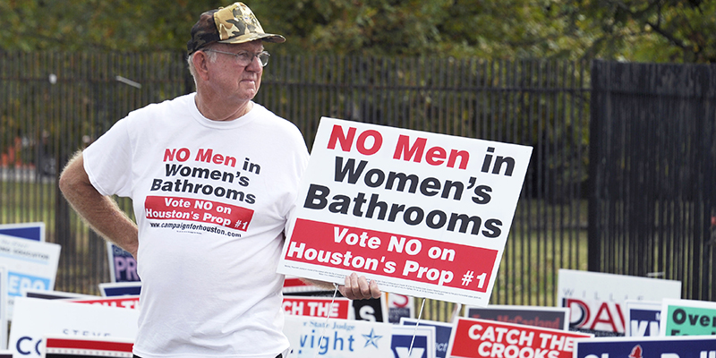 La campagna elettorale contro la Houston Equal Rights Ordinance, 21 ottobre 2015 (AP Photo/Pat Sullivan, File)