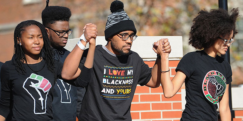 I portavoce del gruppo che ha guidato la protesta all'università del Missouri (Michael B. Thomas/Getty Images)