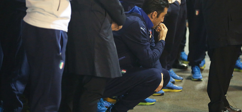 I calciatori dell’Italia all’ex stadio Heysel