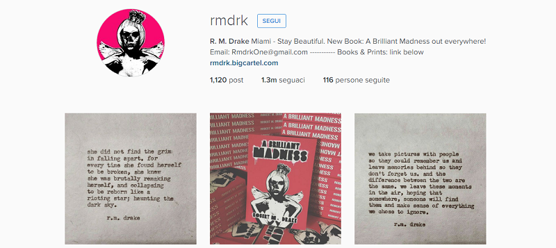 Il profilo instagram di R. M. Drake
