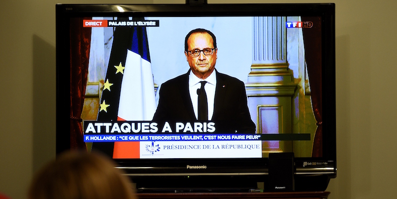 Francois Hollande in televisione. (DAMIEN MEYER/AFP/Getty Images)
