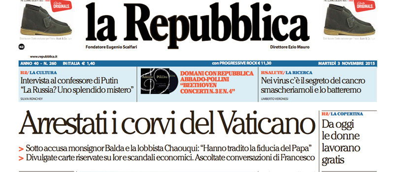 Le prime pagine di martedì 3 novembre 2015