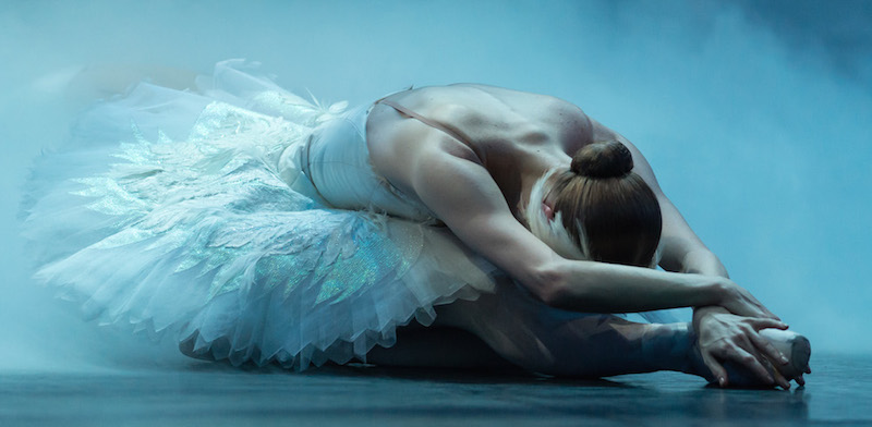 Una ballerina dell'English National Ballet durante le prove del balletto Il lago dei cigni al London Coliseum. 
(Ian Gavan/Getty Images)