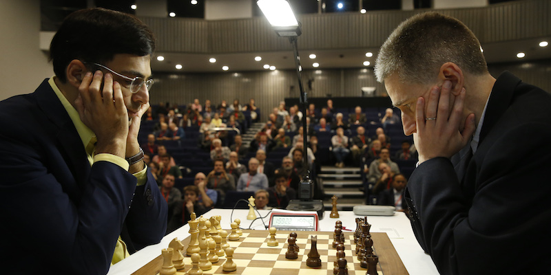 Vishy Anand e Michael Adams al London Chess Classic (AP Photo/Alastair Grant)