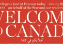 La prima pagina del Toronto Star per i rifugiati siriani