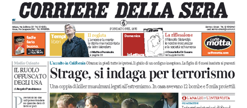 Le prime pagine di venerdì 4 dicembre 2015