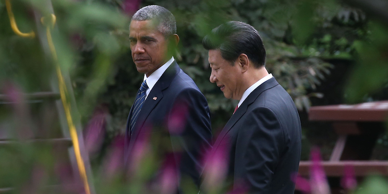 Barack Obama con il presidente cinese Xi Jinping alla Casa Bianca il 25 settembre 2015 (Mark Wilson/Getty Images)