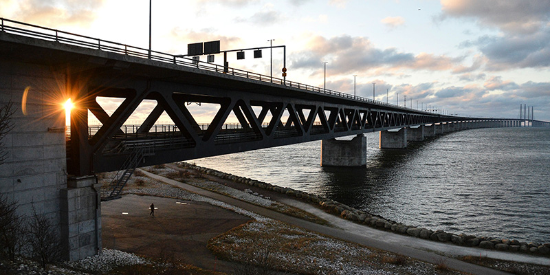 Il ponte Oresund tra Svezia e Danimarca, 3 gennaio 2016 (JOHAN NILSSON/TT/AFP/Getty Images)