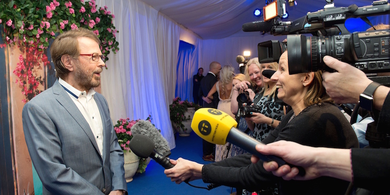 Bjorn Ulvaeus intervistato dai giornalisti
(JONATHAN NACKSTRAND/AFP/Getty Images)