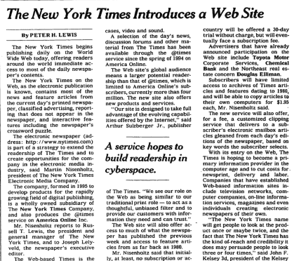 L’articolo sulla nascita del sito del New York Times, 20 anni fa oggi