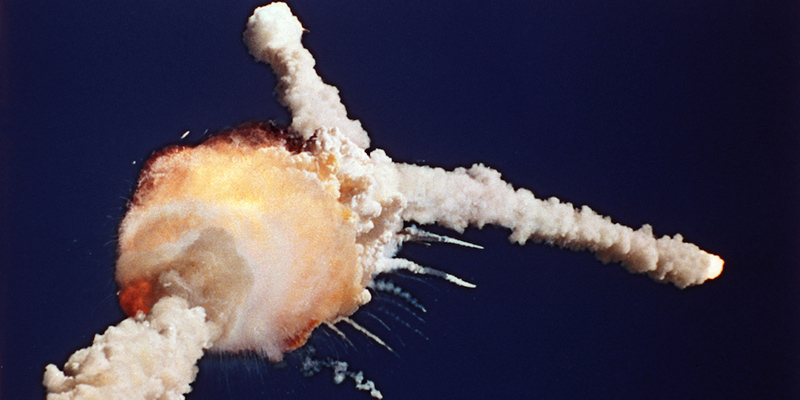 L'esplosione del Challenger poco dopo il suo lancio dal Kennedy Space Center in Florida, Stati Uniti - 28 gennaio 1986 (AP Photo)