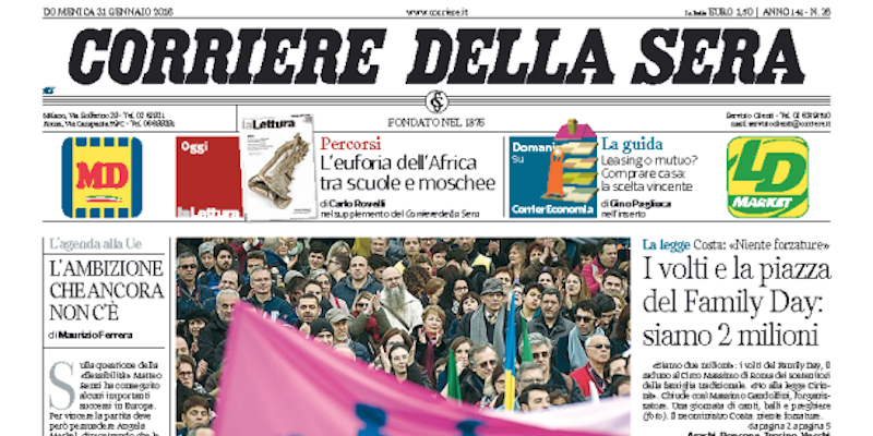 Le prime pagine di domenica 31 gennaio 2016