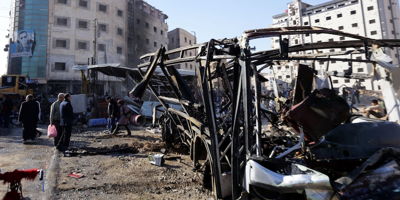 La zona dell'attentato, nel sud di Damasco (LOUAI BESHARA/AFP/Getty Images)
